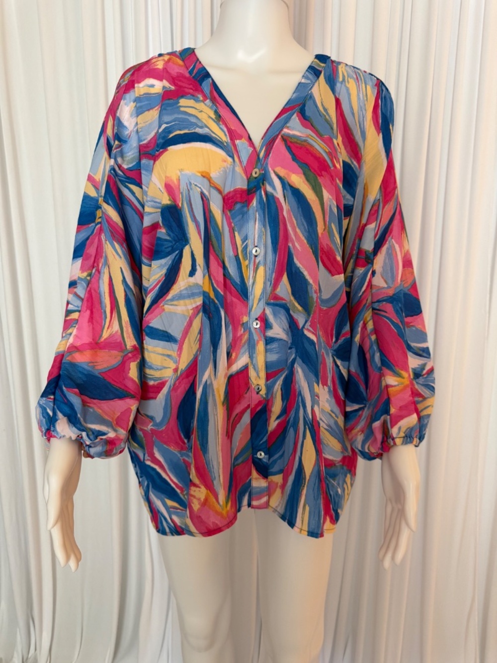 Colleen Lopez Art Print Tunic Blouse Dolman Sleeves NWOT L - Picture 2 of 16